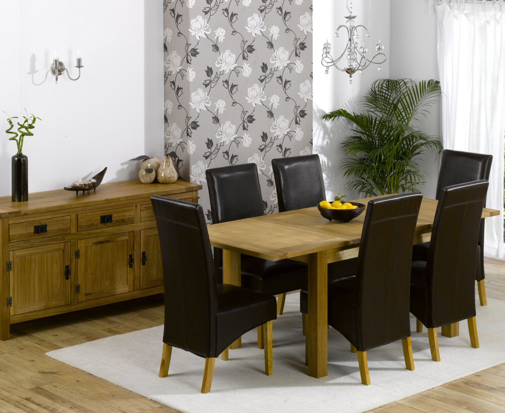 Camberley Extending Dining Table Plus 6 Leather Chairs - Click Image to Close